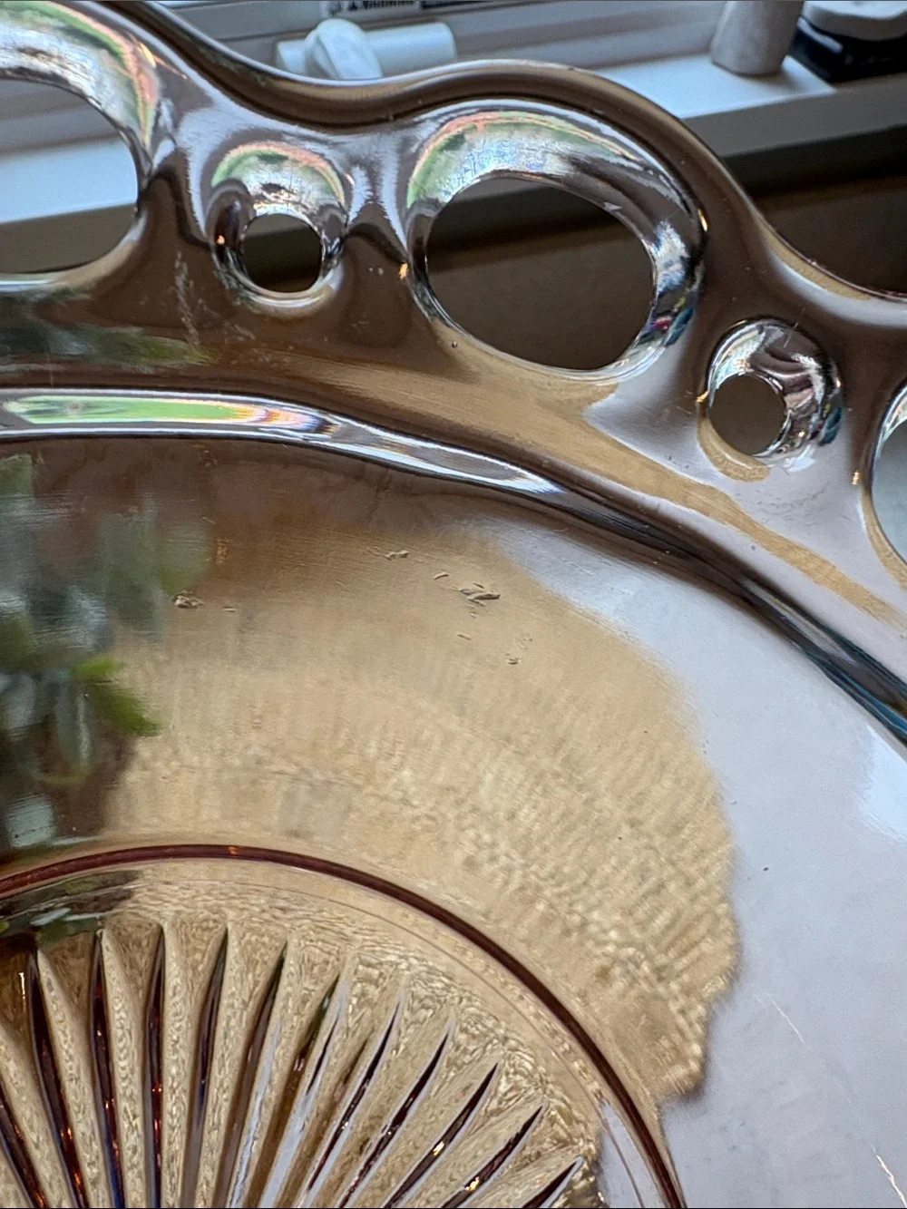 (2) Pink Depression Glass Lace Edge Bowls - Hocking Glass Co 1930s